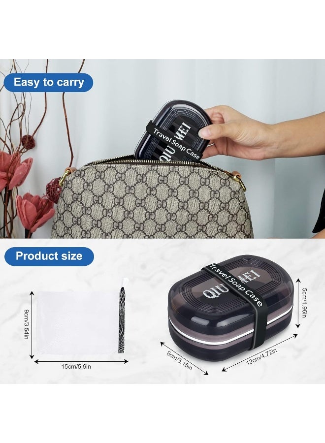 Qiuymei  Travel Soap Box, Soap Bar Holder Dish Container Case With Soap Bag And Silicone Band, Strong Sealing Leak Proof Portable, Best For Bathroom/Camping/Gym/Business Trip (Black) - Image 1