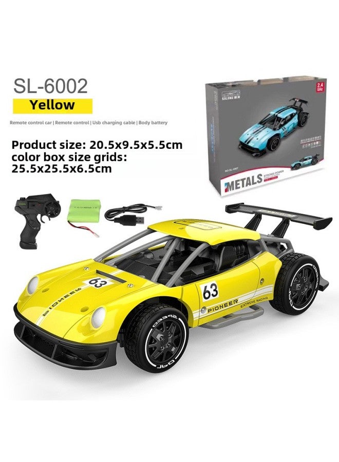 Fast Dragon Charging Electric Remote Control Car Alloy High-speed Car Racing Wireless Remote Control Sports Car Off-road Vehicle Model Toy Cross-border-Color:SL-6002 Yellow (Chinese Electricity Supplier Color Boxed: USB Charging Line/body Battery)  - Image 1