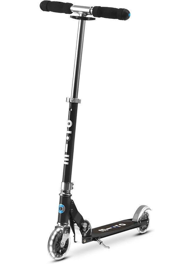 Micro Scooters | Micro Sprite LED Children's Scooter SA0225| Handlebar Adjustable | Front Suspension | Foldable | Boys & Girls | 8yrs+ | Black - Image 1