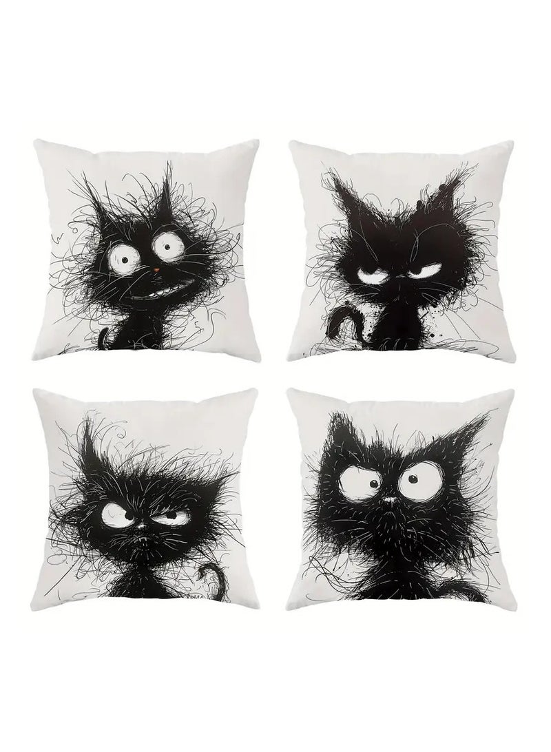 عام المجموعة المكونة من أربعة قطع هي مجموعة مضحكة ورائعة، وتتميز بتصميم قطة سوداء. إنها تتبع نمطًا حديثًا وبسيطًا، وهي جميلة ومفيدة في آن واحد. - Image 1