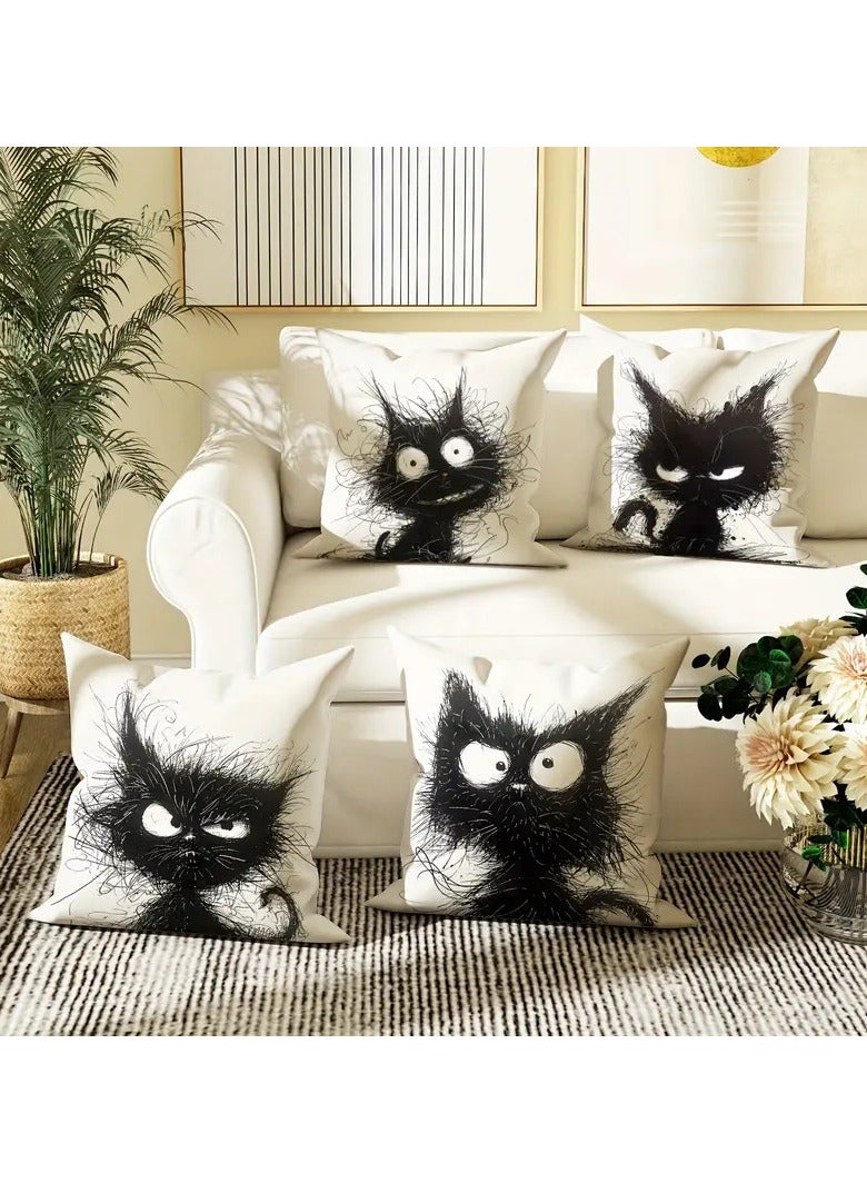 عام المجموعة المكونة من أربعة قطع هي مجموعة مضحكة ورائعة، وتتميز بتصميم قطة سوداء. إنها تتبع نمطًا حديثًا وبسيطًا، وهي جميلة ومفيدة في آن واحد. - Image 3