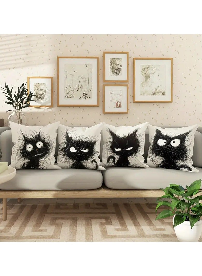 عام المجموعة المكونة من أربعة قطع هي مجموعة مضحكة ورائعة، وتتميز بتصميم قطة سوداء. إنها تتبع نمطًا حديثًا وبسيطًا، وهي جميلة ومفيدة في آن واحد. - Image 2