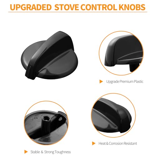 atgestore Update WB03K10216 Stove Knob Replacement for GE Stove Parts 222D1140 Burner Knob GE Gas Range Parts Black Plastic Stove Top Knobs JGB250DET2BB General Electric Cooktop Control Knobs Black - Image 4
