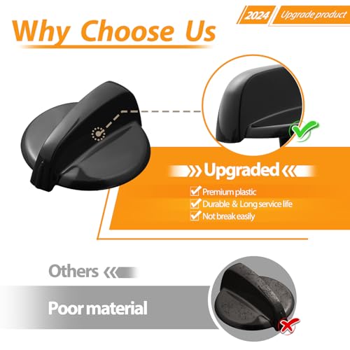 atgestore Update WB03K10216 Stove Knob Replacement for GE Stove Parts 222D1140 Burner Knob GE Gas Range Parts Black Plastic Stove Top Knobs JGB250DET2BB General Electric Cooktop Control Knobs Black - Image 5