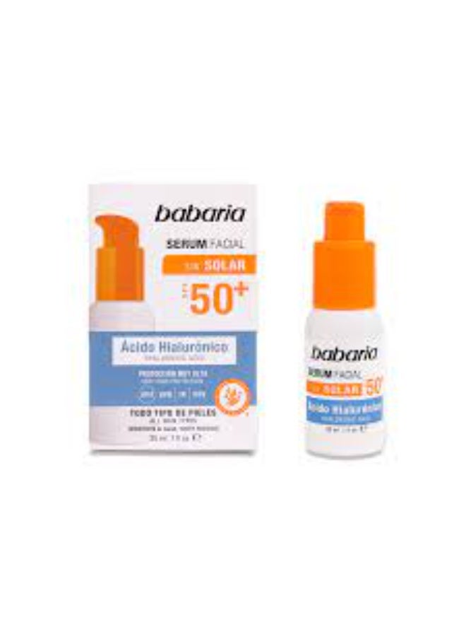 Babaria Solar Hyaluronic Acid Facial Serum SPF50+ 30ml - Image 3