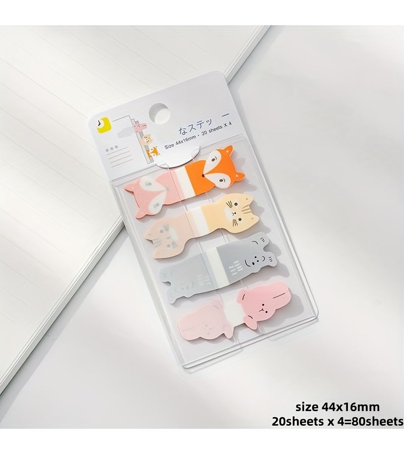 Type A 80 Sheets Cartoon PET Sticky Notes Decorative Memo Pads Office Stationery - Image 3