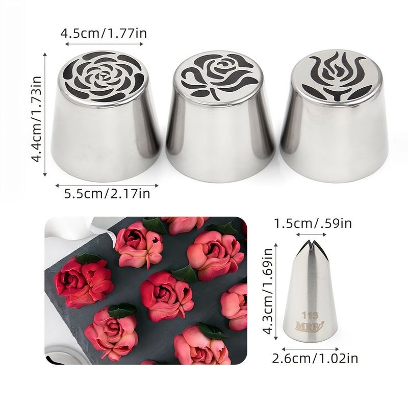 9 Pcs Stainless Steel Tulip Rose Piping Nozzles For Cake Baking Decor - Image 4
