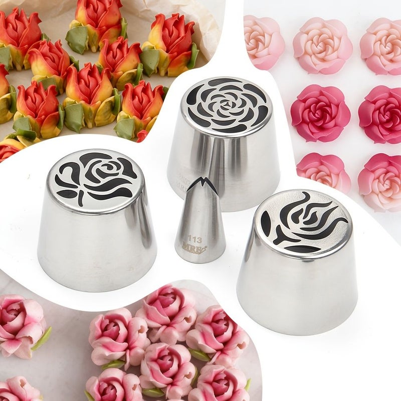 9 Pcs Stainless Steel Tulip Rose Piping Nozzles For Cake Baking Decor - Image 5