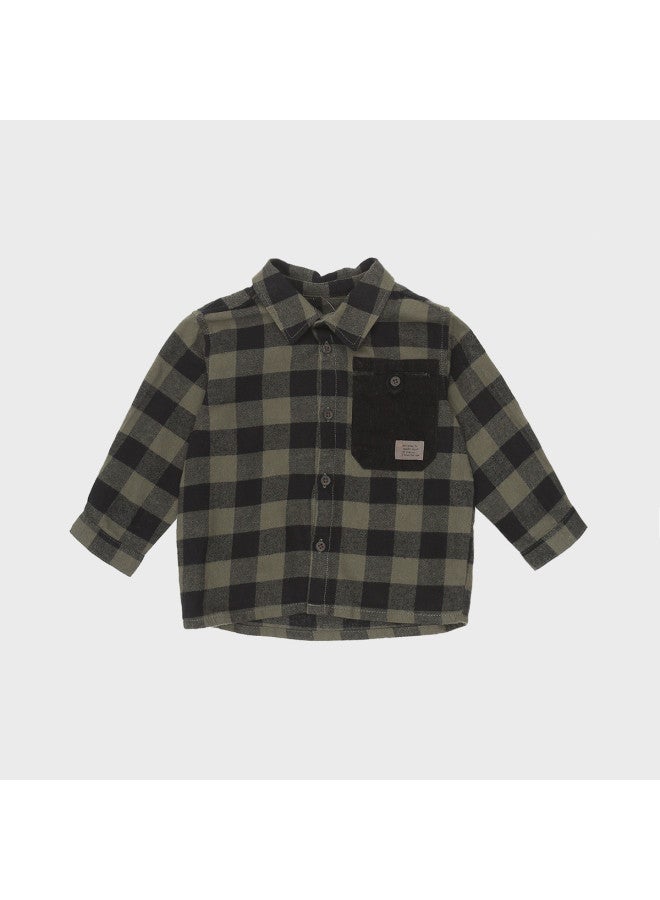Zara versatile Stylish Checkered Shirt With Lapel For Kids - Image 2