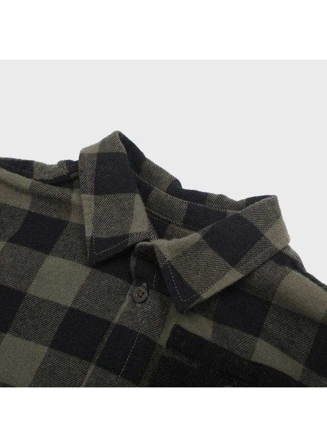 Zara versatile Stylish Checkered Shirt With Lapel For Kids - Image 4