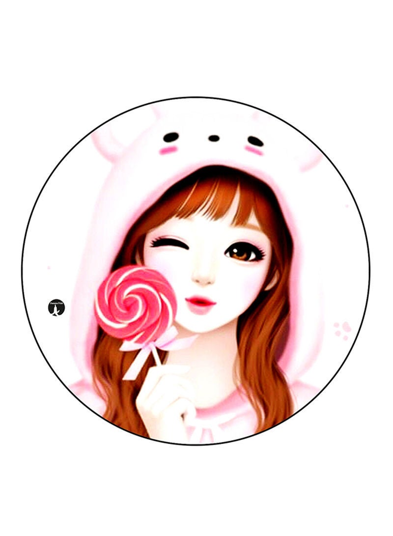 RKN Girl Printed Fridge Magnet  Round  Multicolour - Image 1