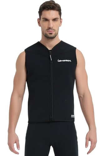 Lemorecn Men Wetsuits Top Premium Neoprene 3mm Zipper Diving Vest 2095S - Image 1