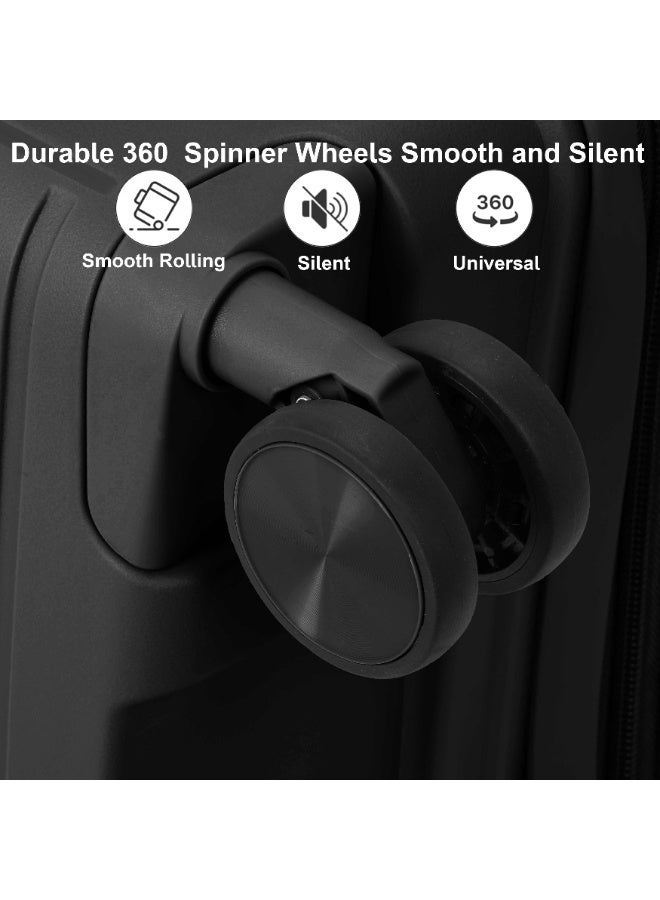 SENATOR Unisex Expandable Hard Case Luggage Lightweight PP Fashion Trolley Luggage with 4 Double Spinner Wheel and Safe Zippers KH1006-Black - Image 5