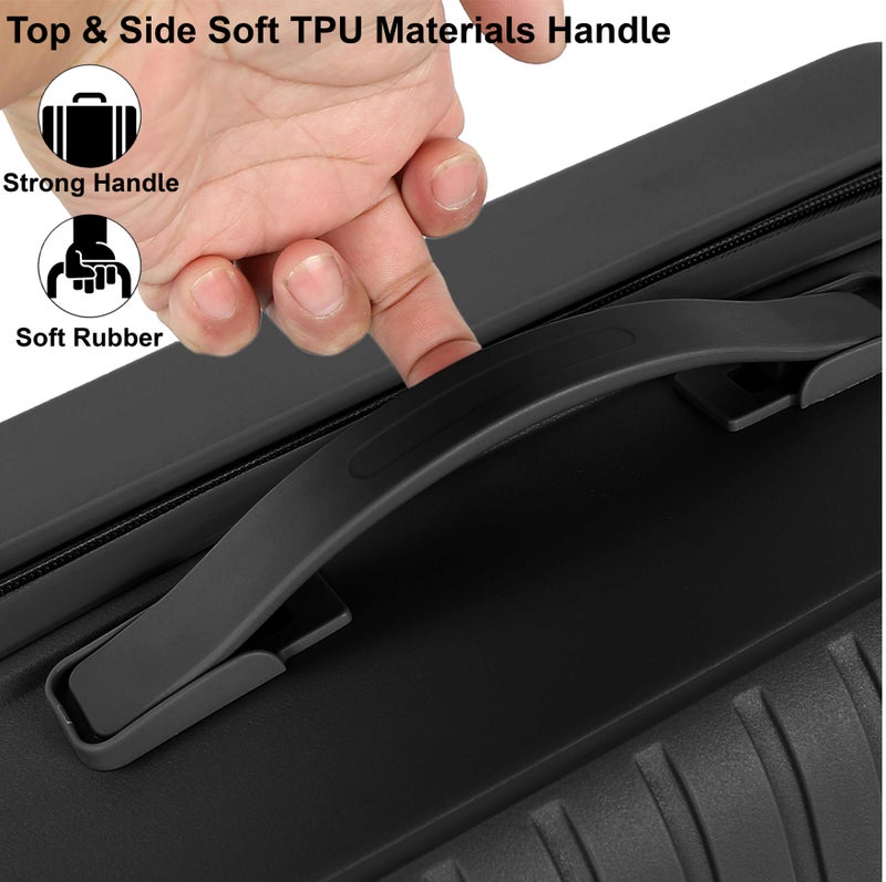 SENATOR Unisex Expandable Hard Case Carry On Lightweight PP Fashion Trolley Luggage with 4 Double Spinner Wheel and Safe Zippers KH1006, Black - Image 4