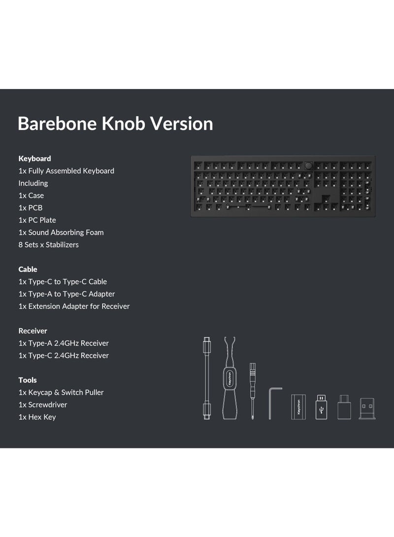 Keychron V6 Max Wireless Mechanical Keyboard, Full-Size 100%, Gateron Jupiter Red Switches, Tri-Mode (2.4GHz, Bluetooth, Wired), English-Arabic Layout, Black - Image 4