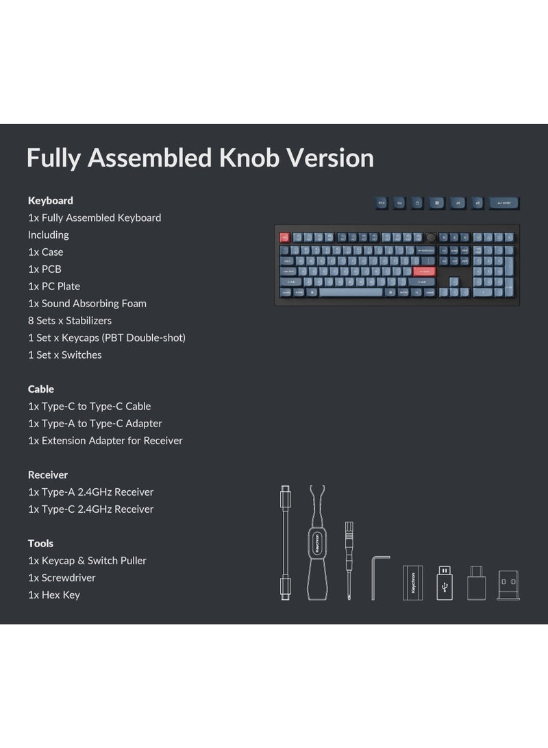 Keychron V6 Max Wireless Mechanical Keyboard, Full-Size 100%, Gateron Jupiter Red Switches, Tri-Mode (2.4GHz, Bluetooth, Wired), English-Arabic Layout, Black - Image 3