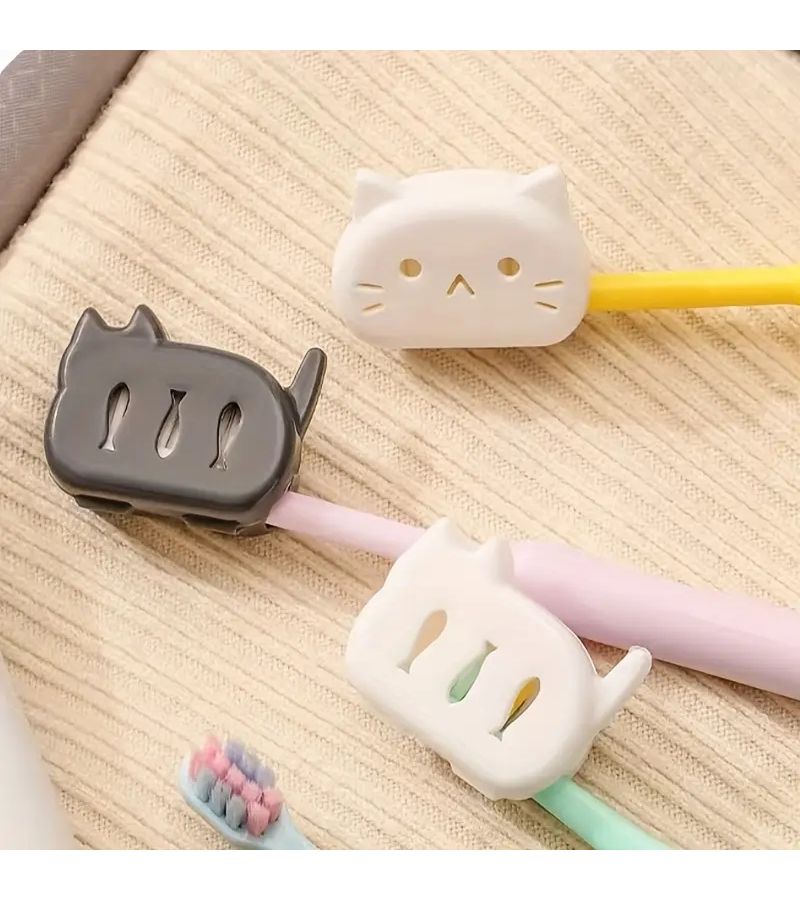 2pcs White Portable Cat Toothbrush Protectors for Travel Home Use - Image 2