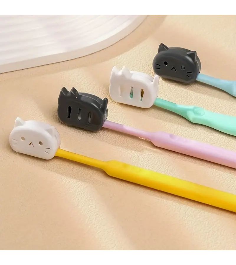 2pcs White Portable Cat Toothbrush Protectors for Travel Home Use - Image 4