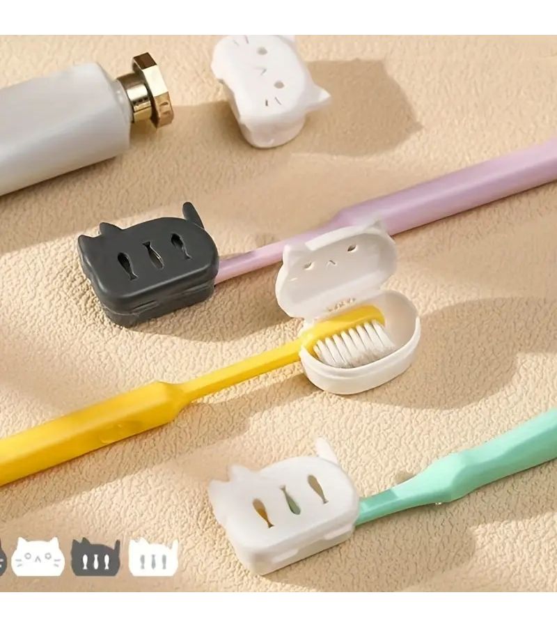 2pcs White Portable Cat Toothbrush Protectors for Travel Home Use - Image 5