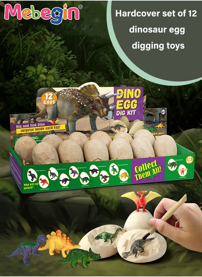 MEBEGIN - Dino Egg Dig Kit Dinosaur Toys for Kids 12 Pcs Dinosaur Eggs Excavation Kit for Kids Ages 6+ Years, Archaeology Science Paleontology Educational Party Gifts for Boys Girls - Image 1