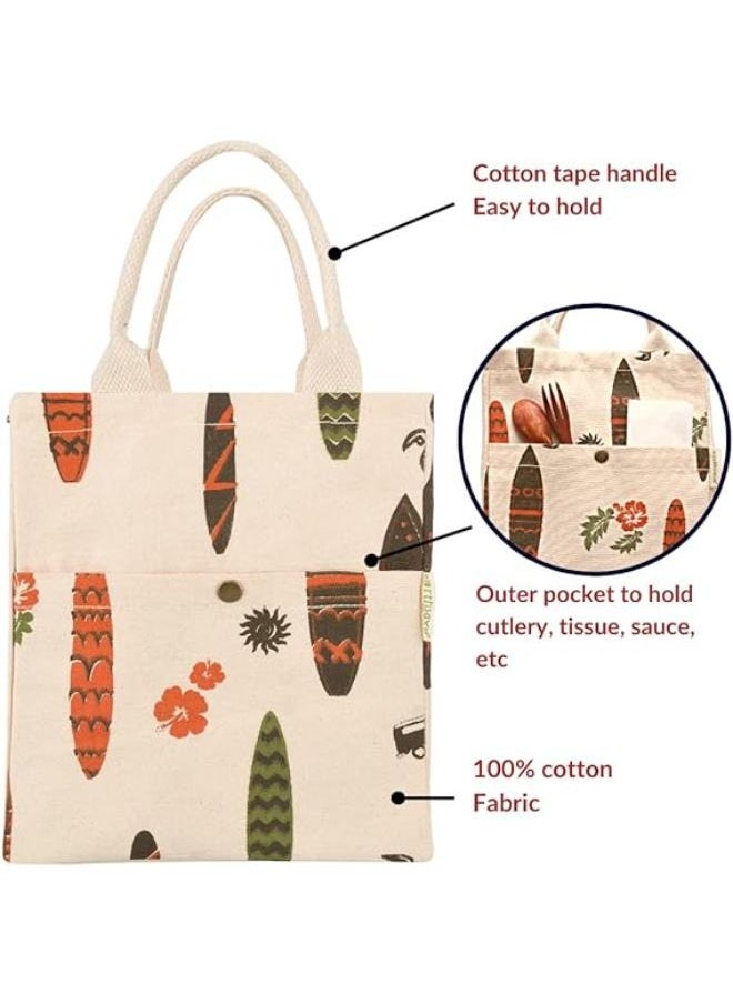 earthsave Earthsave Eco Insulated Lunch Bag for Office Men and Women Lunch Box Bag for Kids Canvas Tiffin Bags for School Drawstring Lunch Bag  - Image 3