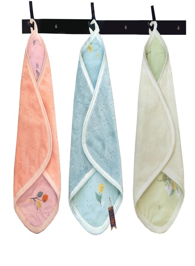CLUZE Two in One Super Soft Absorbent Handkerchief Cotton & Microfiber in One Hand Towel for Newborn Babies Kids Double Sided with Hanging Loops (25x25 cm) (Pack of 6) - Image 2
