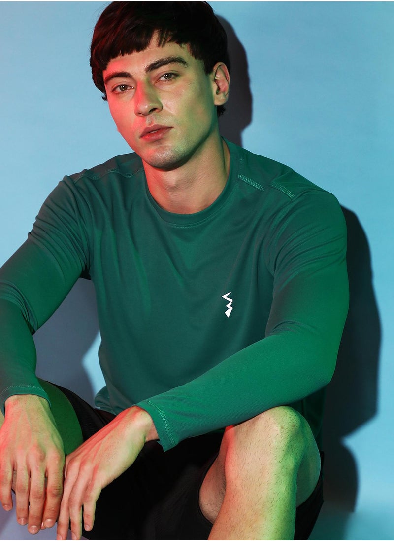Campus Sutra Solid Activewear T-Shirt  - Image 1