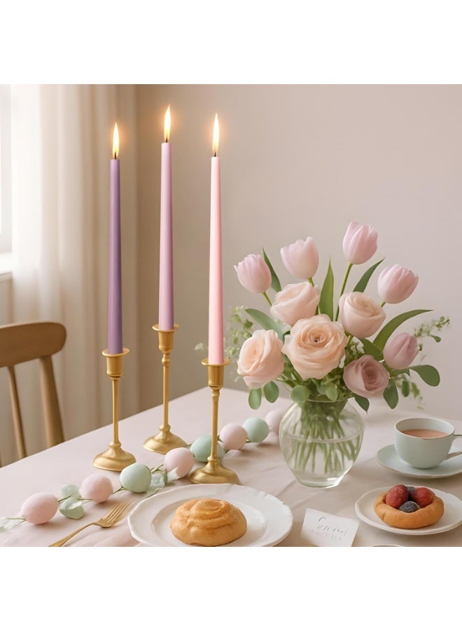 4 قطع شموع مدببة برائحة الورد الرومانسي، معطرة بألوان متدرجة وردية، شموع طويلة بدون دخان، شموع مدببة ملونة للديكور وحفلات الزفاف والمناسبات الخاصة، مقاس 10 بوصات - Image 2
