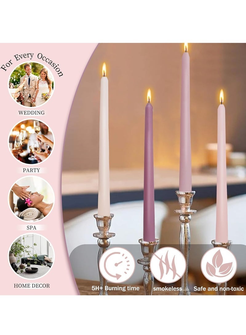 4 قطع شموع مدببة برائحة الورد الرومانسي، معطرة بألوان متدرجة وردية، شموع طويلة بدون دخان، شموع مدببة ملونة للديكور وحفلات الزفاف والمناسبات الخاصة، مقاس 10 بوصات - Image 4