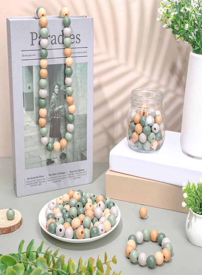 Whaline 240Pcs Sage Green Beige Wood Beads Natural Color Round Loose Beads Colored Craft Beads for Home Decor DIY Bracelet Necklace Making Supplies - Image 5
