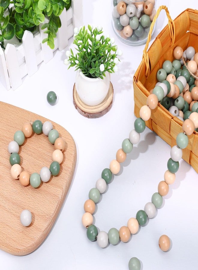Whaline 240Pcs Sage Green Beige Wood Beads Natural Color Round Loose Beads Colored Craft Beads for Home Decor DIY Bracelet Necklace Making Supplies - Image 4
