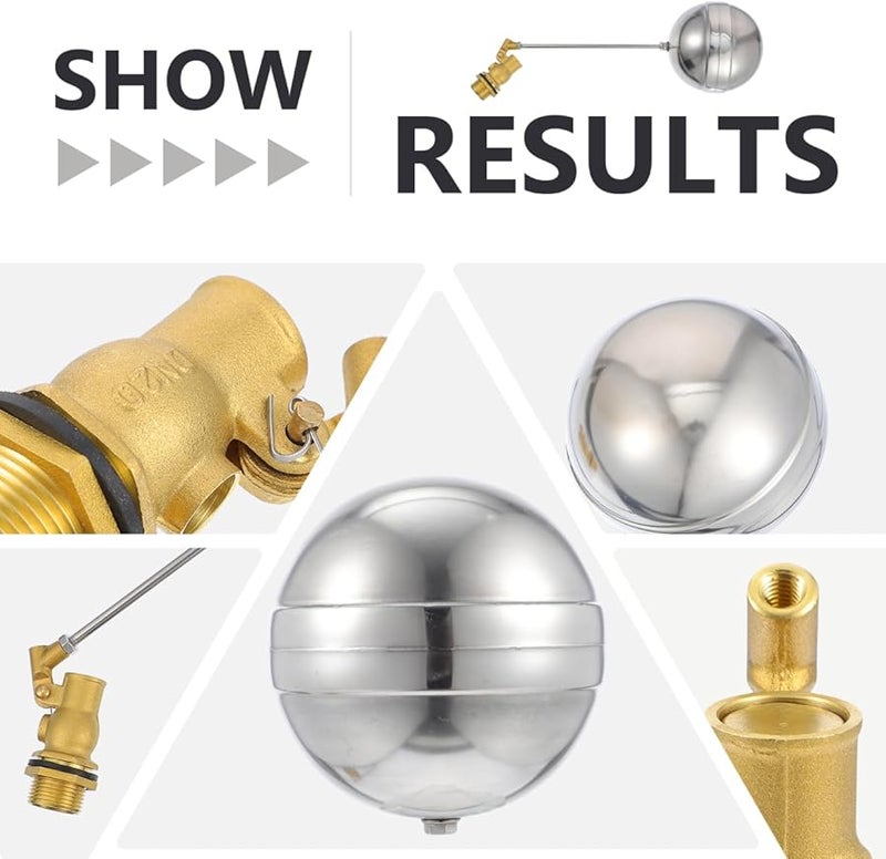 صمام كرة عائم من النحاس الأصفر، جهاز تحكم في مستوى المياه مقاس 9.25 بوصة، جسم من الفولاذ المقاوم للصدأ للخزانات - Image 5