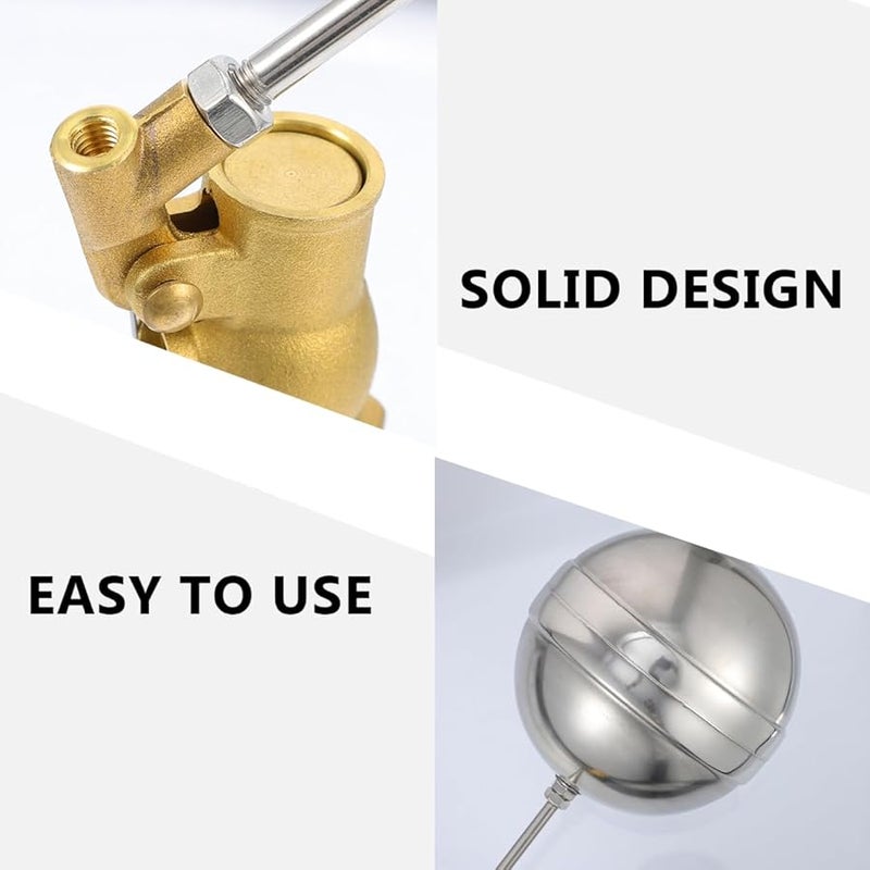 صمام كرة عائم من النحاس الأصفر، جهاز تحكم في مستوى المياه مقاس 9.25 بوصة، جسم من الفولاذ المقاوم للصدأ للخزانات - Image 4