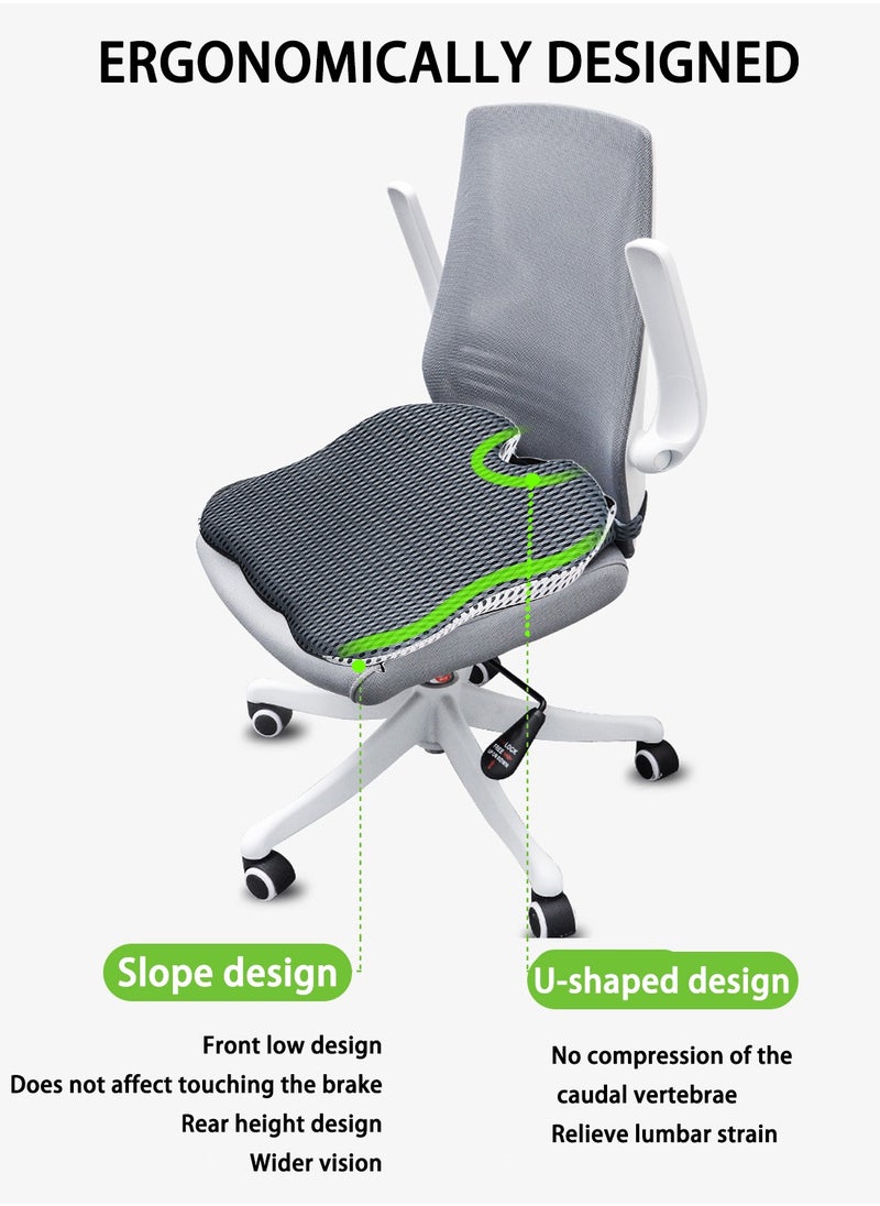 EqiEch - 4D Mesh Covered Breathable Ergonomically Enhanced Seat Memory Foam Gray Seat Cushion Driving Car Seat Cushion Improves Vision Posture - Image 1