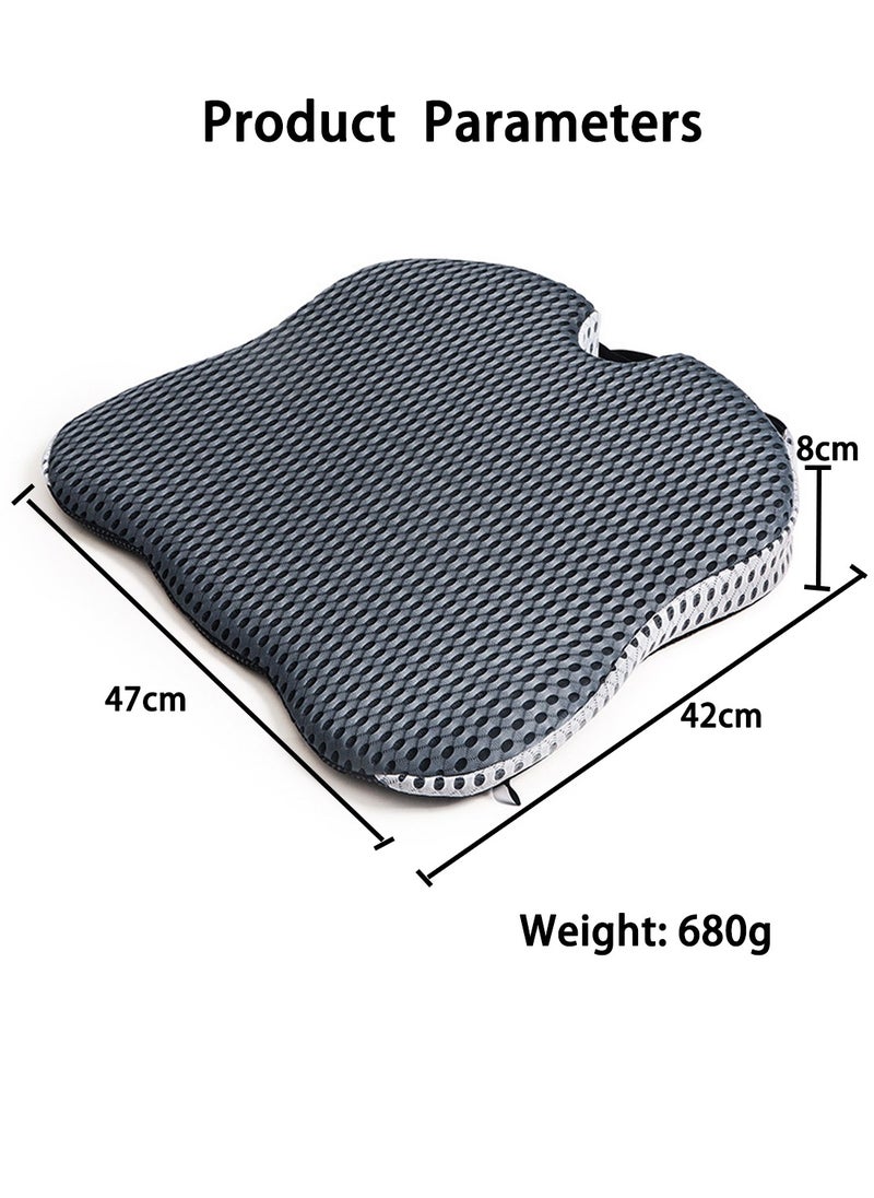 EqiEch - 4D Mesh Covered Breathable Ergonomically Enhanced Seat Memory Foam Gray Seat Cushion Driving Car Seat Cushion Improves Vision Posture - Image 1