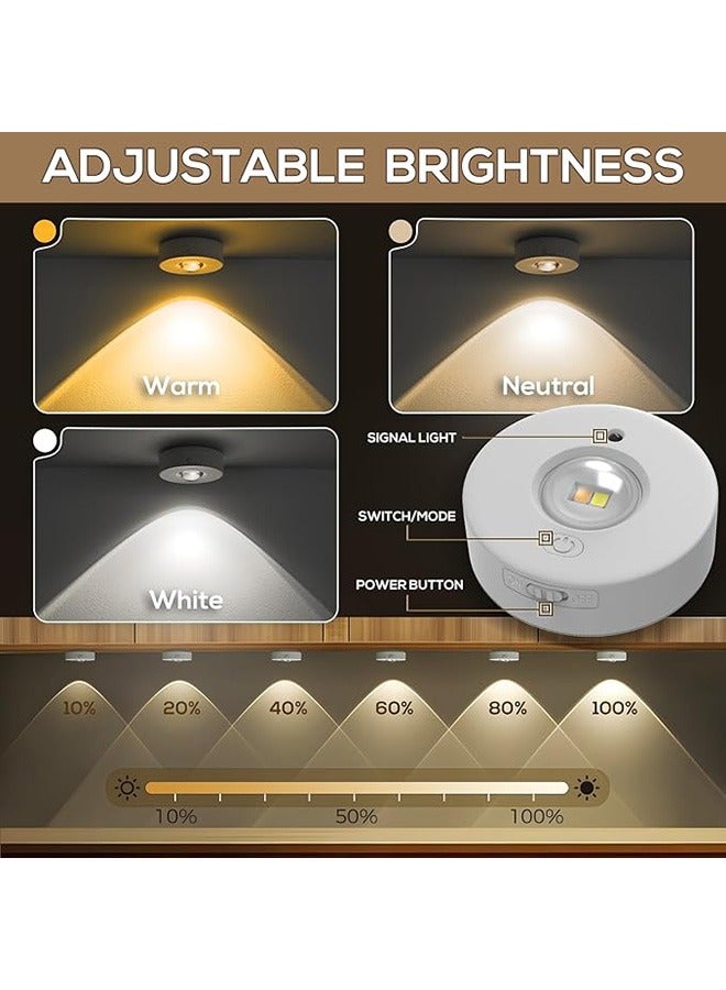 3 Pcs Magnetic LED Cabinet Lights, USB Rechargeable LED Spotlights, 500mAh Battery with Remote Control, 3 Colour Temperatures, Round LED Under-Unit Light with Timer, Magnetic, Dimmable - Image 2
