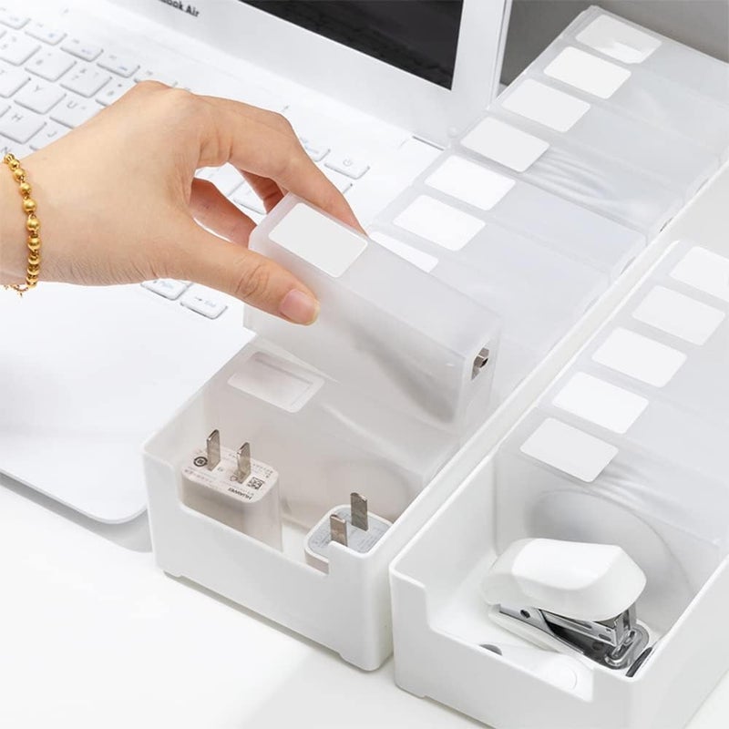 KASTWAVE Plastic Cable Management Box, Cable Management Box, Cable Organizer Storage Box, Removable Partition Box, With 10 Compartment, Free 12 Classified Stickers&10 Cable Ties, For Office, Home, Desk - Image 3