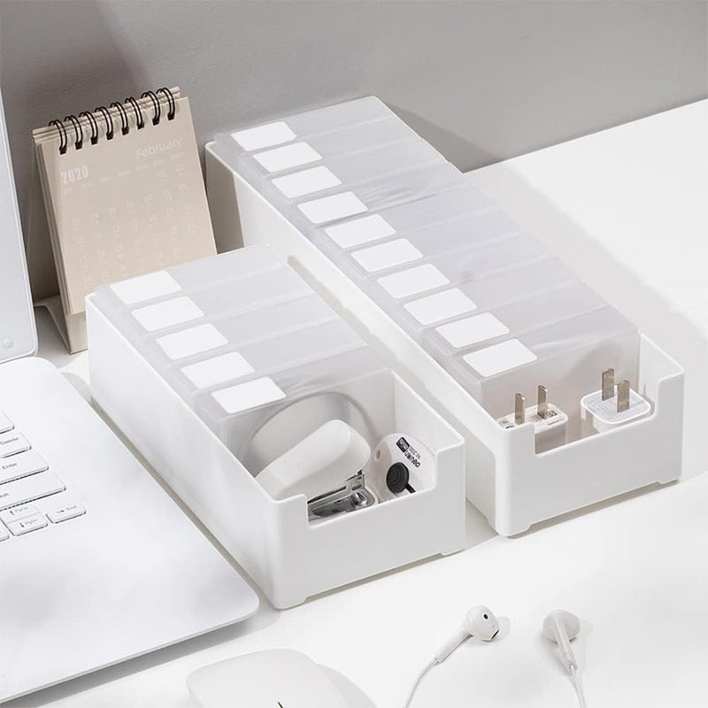 KASTWAVE Plastic Cable Management Box, Cable Management Box, Cable Organizer Storage Box, Removable Partition Box, With 10 Compartment, Free 12 Classified Stickers&10 Cable Ties, For Office, Home, Desk - Image 5