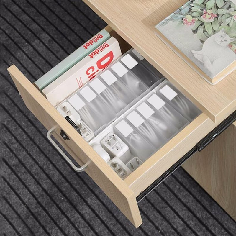 KASTWAVE Plastic Cable Management Box, Cable Management Box, Cable Organizer Storage Box, Removable Partition Box, With 10 Compartment, Free 12 Classified Stickers&10 Cable Ties, For Office, Home, Desk - Image 4