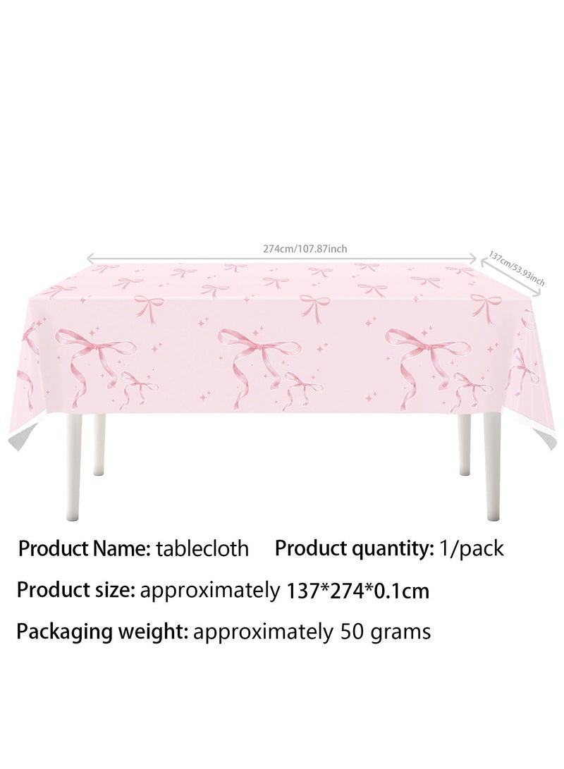 لوازم حفلات أعياد الميلاد على شكل فيونكة وردية تكفي 10 أشخاص، تتضمن زينة أعياد الميلاد أطباق فيونكة، مناديل، أكواب، لافتة، مفرش طاولة، سكين، شوكة وملعقة - Image 2