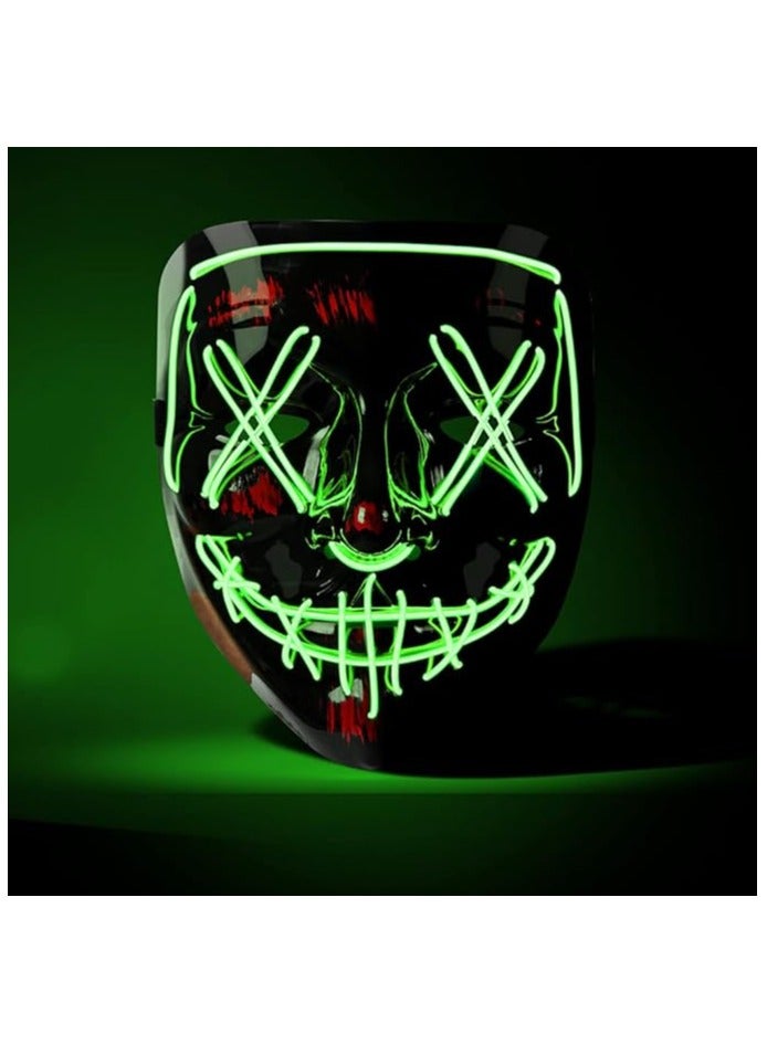 قناع الهالوين LED من OU-BAND، قناع التطهير، قناع الهاكر المخيف للهالوين، قناع الوجه المضيء لحفلات التنكر للرجال والنساء والأطفال، كرنفال، هدايا - Image 2