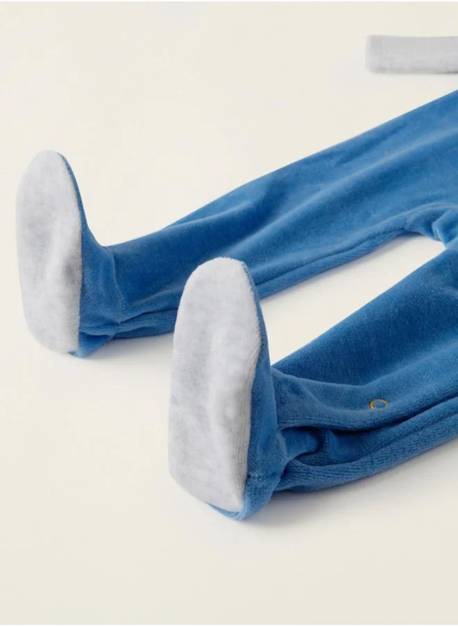 Zippy Velour Sleepsuit for Baby Boys 'Bear', Grey/Blue