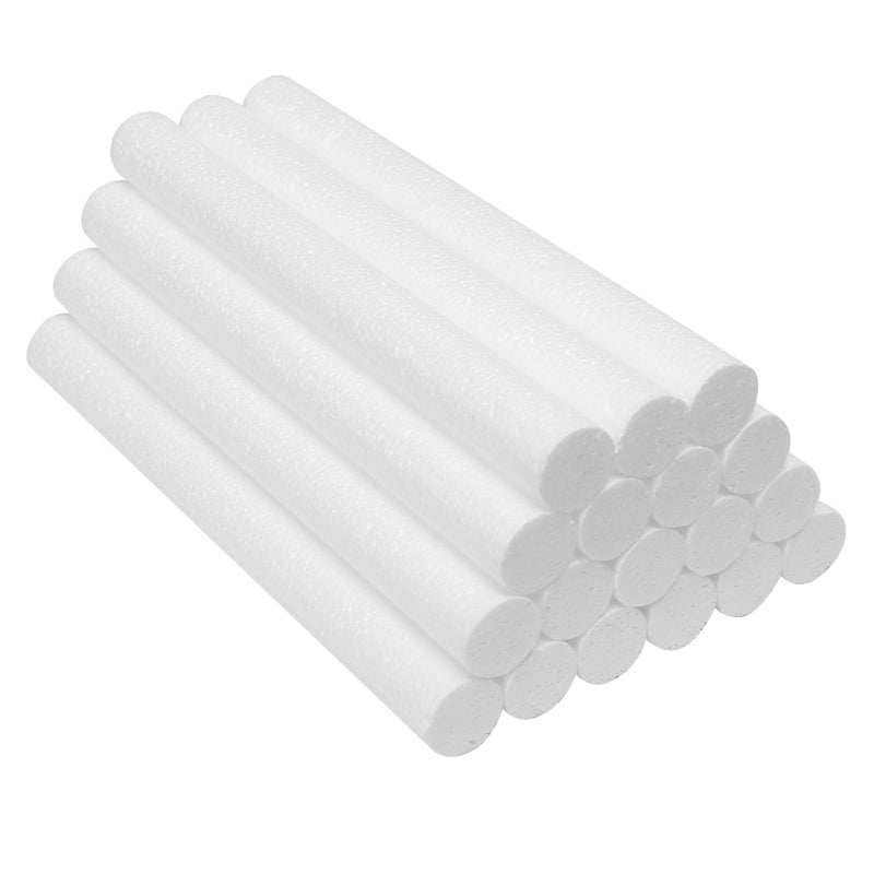 Crafjie Foam Cylinders for DIY Crafts and Arts Supplies (0.98 x 10in, 18 Pack), White Polystyrene Foam Rods for Modeling, Craft Supplies, DIY Home Craft Project - Image 1