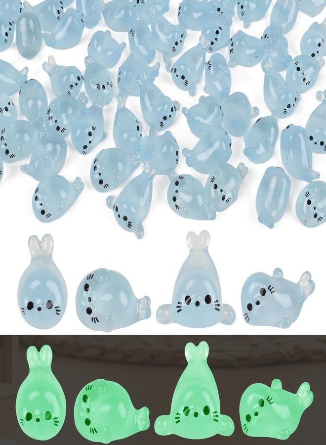 Luckforest Miniature Seal, 80 Pcs 4 Styles Glow in The Dark Resin Mini Seal Ocean Animals for Dollhouse Decor DIY Crafts Fairy Garden Aquarium - Image 1