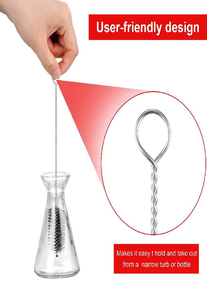 Patelai 16 Pcs Reusable Straw Cleaning Brushes Bottle Test Tube Long Straw Cleaning Brush Nylon Washing Cleaner Tool Reusable Bottle Straw Brush in Different Size (Red-Black,16 Pieces) - Image 2
