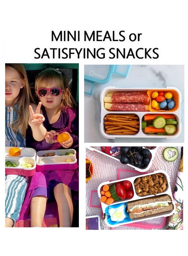 Kinsho Snack Container - Small Bento Lunch Box for Kids Girls Boys Toddlers | MINI Leak-proof Boxes, Baby Bentobox for Daycare, Portion Containers, BPA-Free Pink and Blue Set of 2 - Image 2