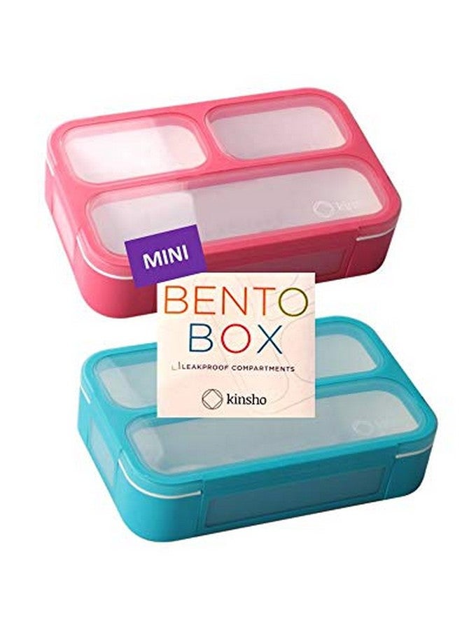 Kinsho Snack Container - Small Bento Lunch Box for Kids Girls Boys Toddlers | MINI Leak-proof Boxes, Baby Bentobox for Daycare, Portion Containers, BPA-Free Pink and Blue Set of 2 - Image 1
