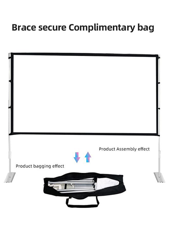 Wownect Projector Screen With Stand 100 Inch Portable Indoor Outdoor Projection Screen 16:9 Hd 4K Stand Legs And Carry Bag UNV-WO-SCR-13 White - Image 2