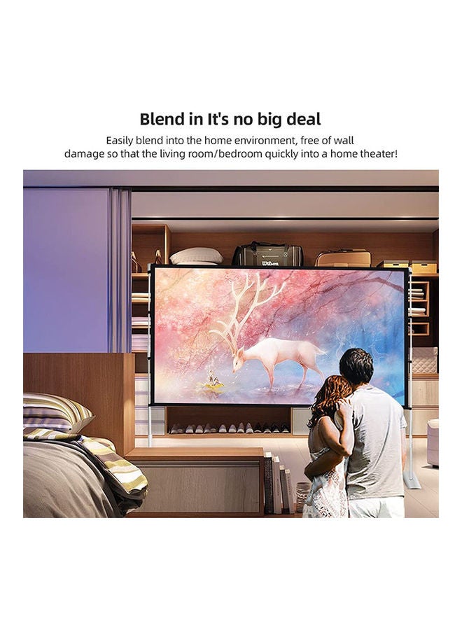 Wownect Projector Screen With Stand 100 Inch Portable Indoor Outdoor Projection Screen 16:9 Hd 4K Stand Legs And Carry Bag UNV-WO-SCR-13 White - Image 4
