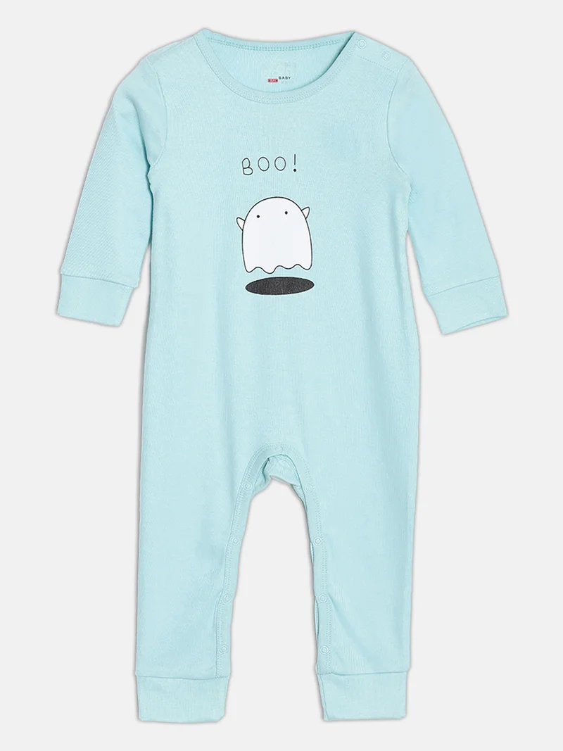Broon Broon Infant Girls Sea Blue and White Printed Organic Cotton Sleepsuit Pack of 2